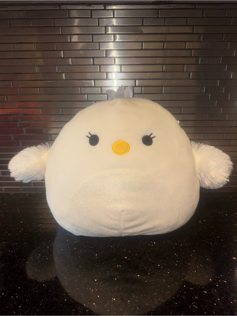 Squishmallows White Plush Bird with Yellow Beak